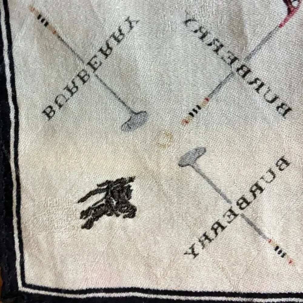 Burberry Handkerchief Pocket Square Scarf Golf Club Pattern 20in - Picture 7 of 8